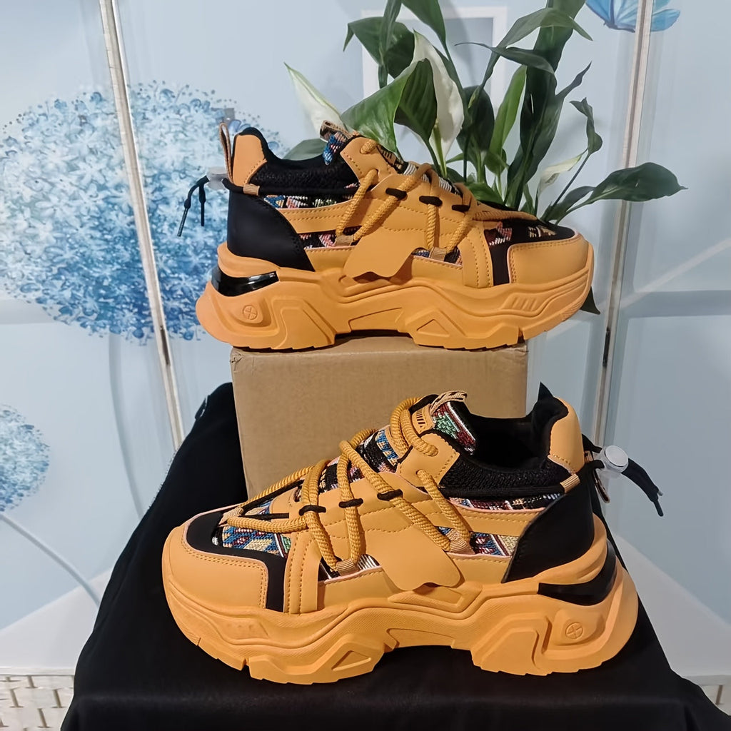 SHOWLU Men's thick-sole fashion sneakers, casual low-top PU shoes with stylish design and comfortable fit.