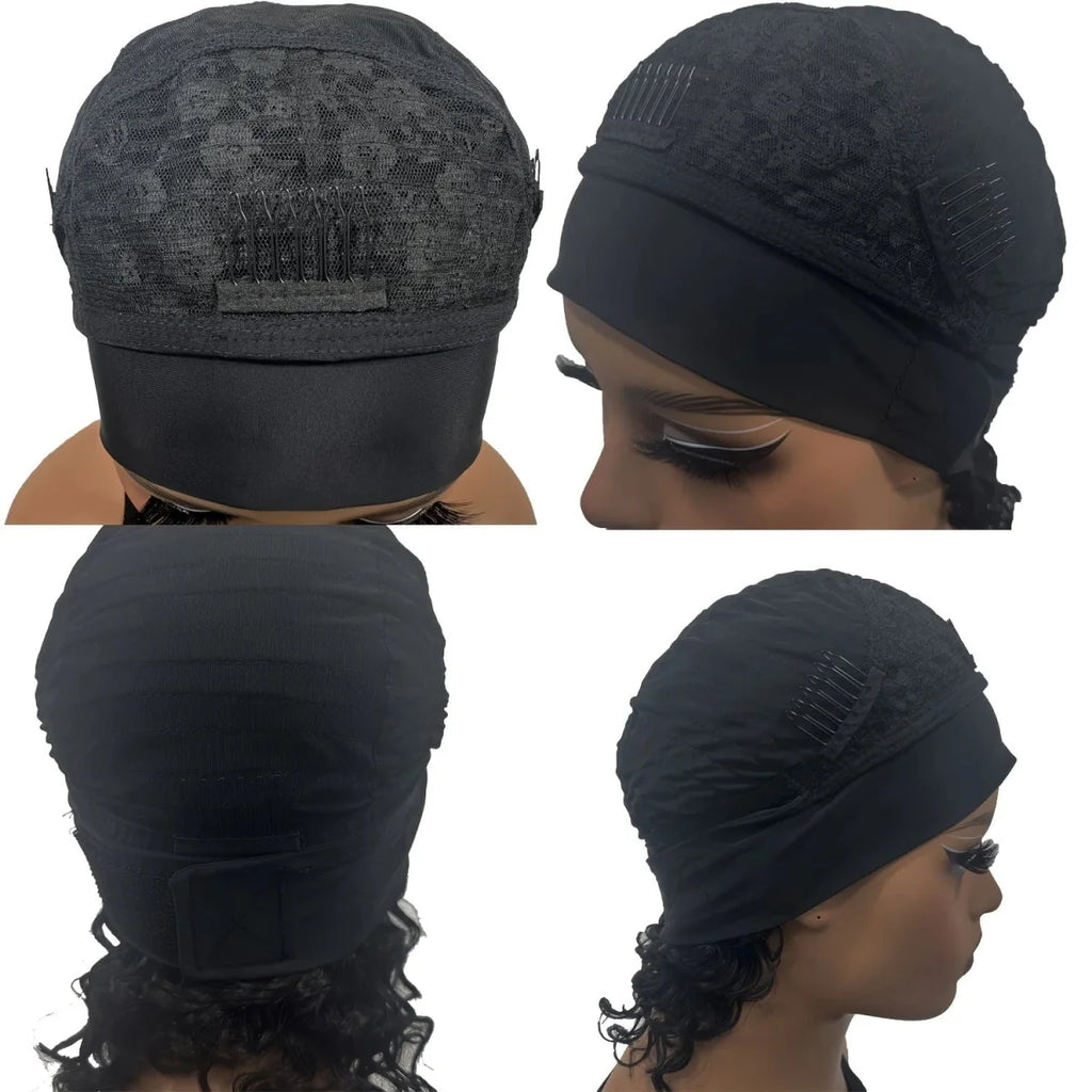 Aircabin Deep Wave Headband Wig by SHOWLU FASHION STORE, 100% Remy human hair curly bob wig for women, natural black color.