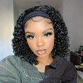 Aircabin Deep Wave Headband Wig by SHOWLU FASHION STORE, featuring natural black 100% Remy human hair with curly bob style.
