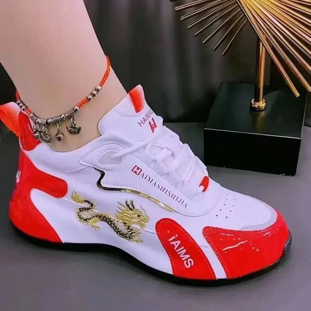 AJZE women's leather platform sneakers by SHOWLU FASHION STORE, lightweight waterproof casual and sports shoes with breathable non-slip soles.