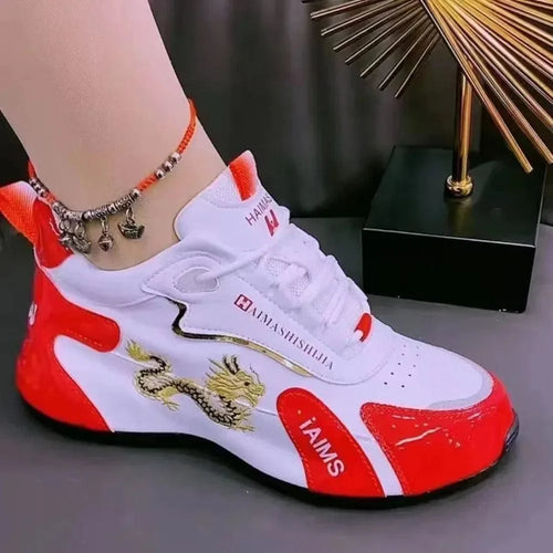 AJZE women's leather platform sneakers by SHOWLU FASHION STORE, lightweight waterproof casual and sports shoes with breathable non-slip soles.
