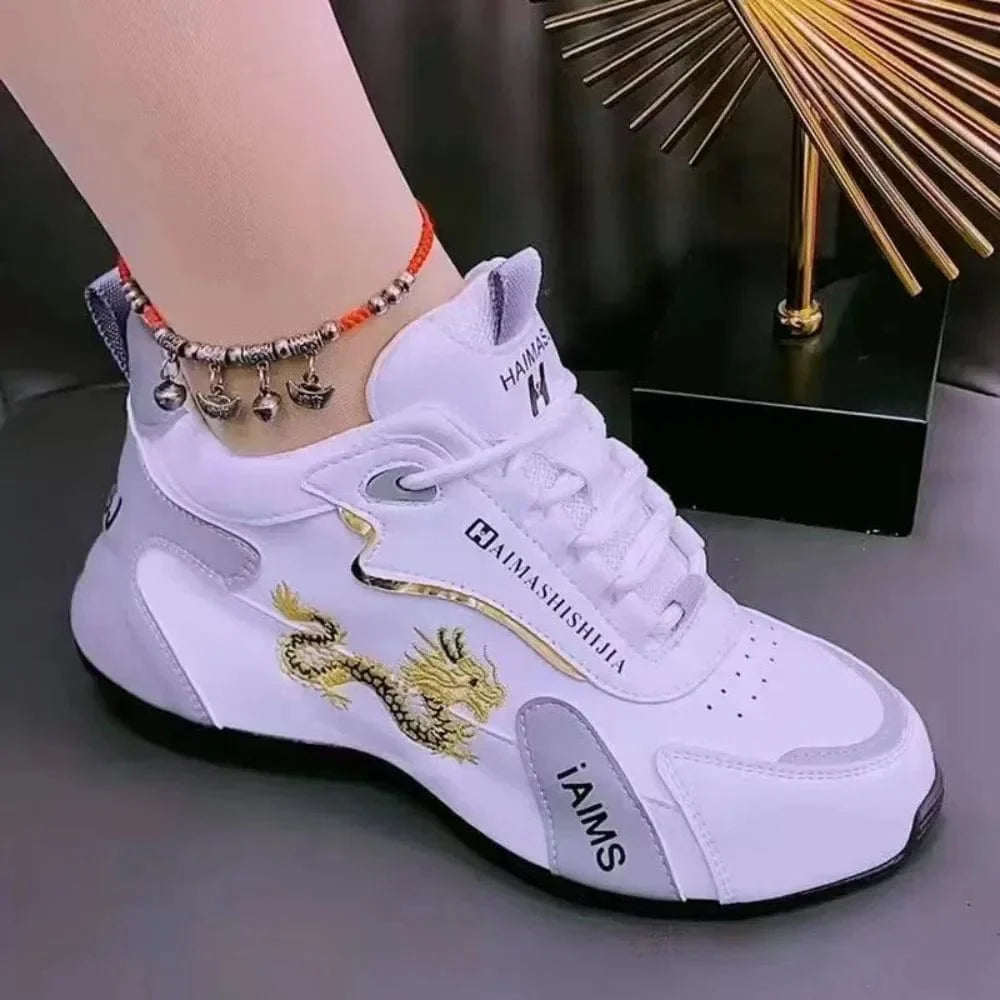 AJZE women's leather platform sneakers by SHOWLU FASHION STORE, lightweight waterproof casual shoes with breathable non-slip soles.