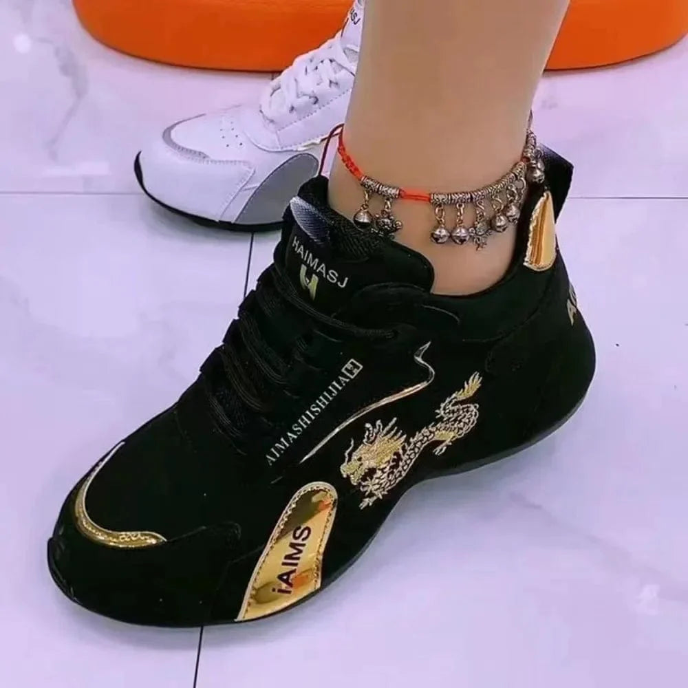 AJZE women's leather platform sneakers by SHOWLU FASHION STORE, lightweight waterproof casual shoes with breathable, non-slip soles.