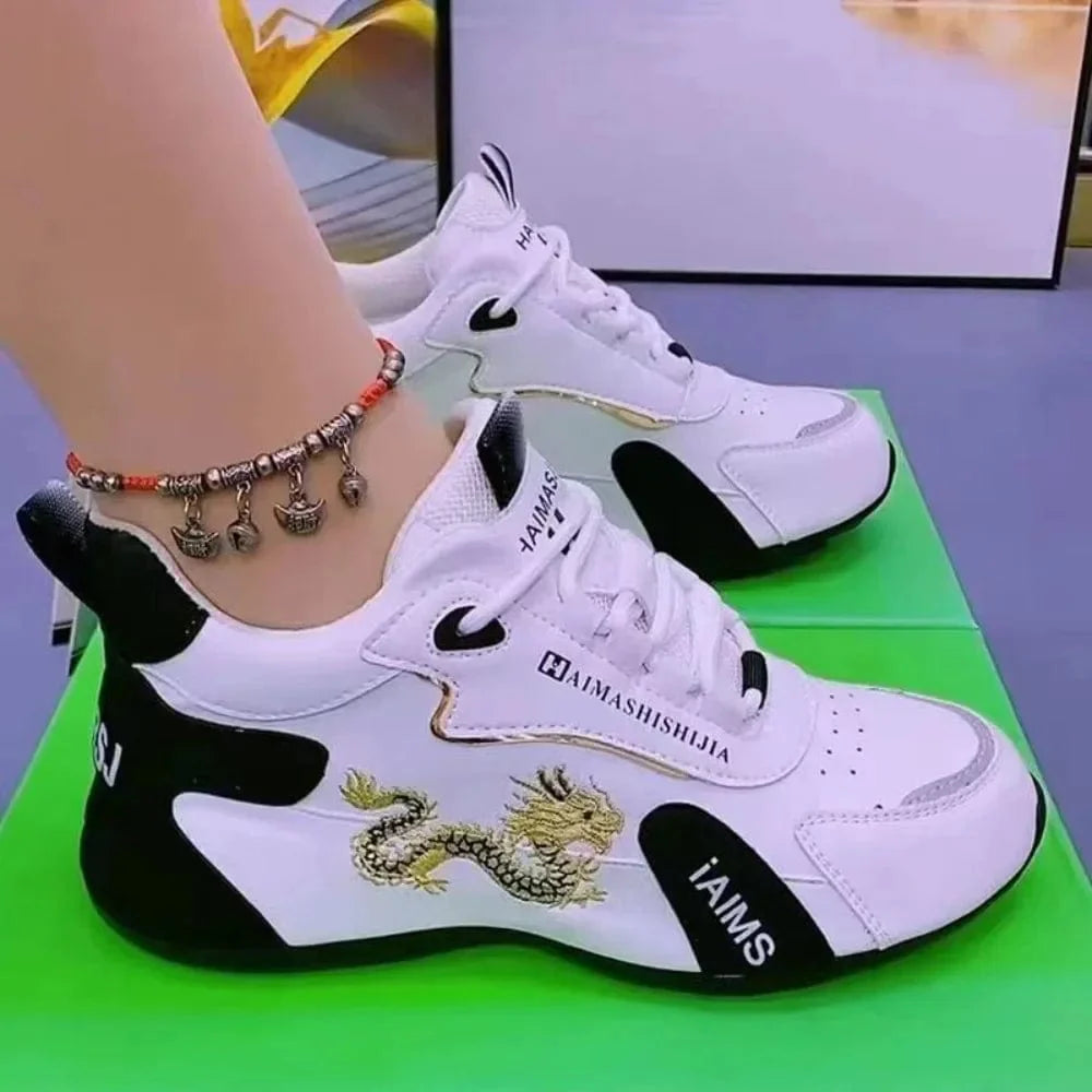 AJZE Women's Leather Platform Sneakers by SHOWLU FASHION STORE, lightweight waterproof casual shoes with breathable, non-slip soles.