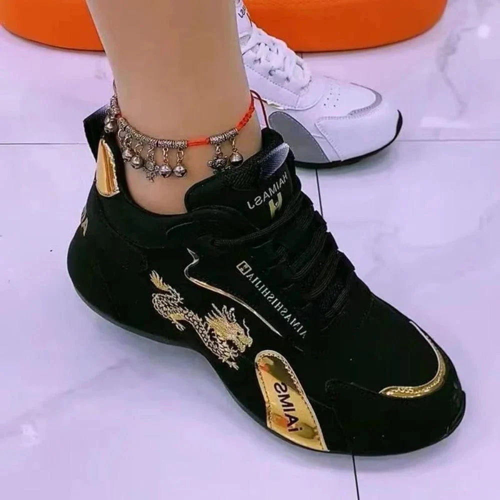 AJZE Women's Leather Platform Sneakers by SHOWLU FASHION STORE, lightweight waterproof casual shoes with breathable non-slip soles.