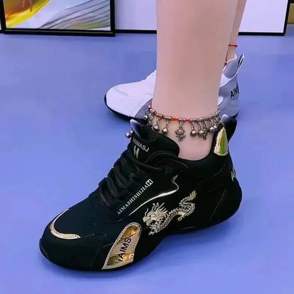 AJZE women's leather platform sneakers by SHOWLU FASHION STORE, waterproof, lightweight, breathable casual shoes with non-slip soles.