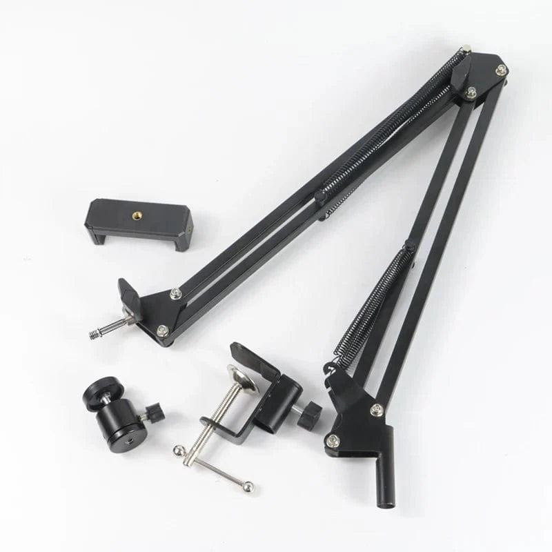 LS Desktop phone stand for mobile phones, overhead smartphone mount for video recording and vlogging, adjustable bracket for filming.