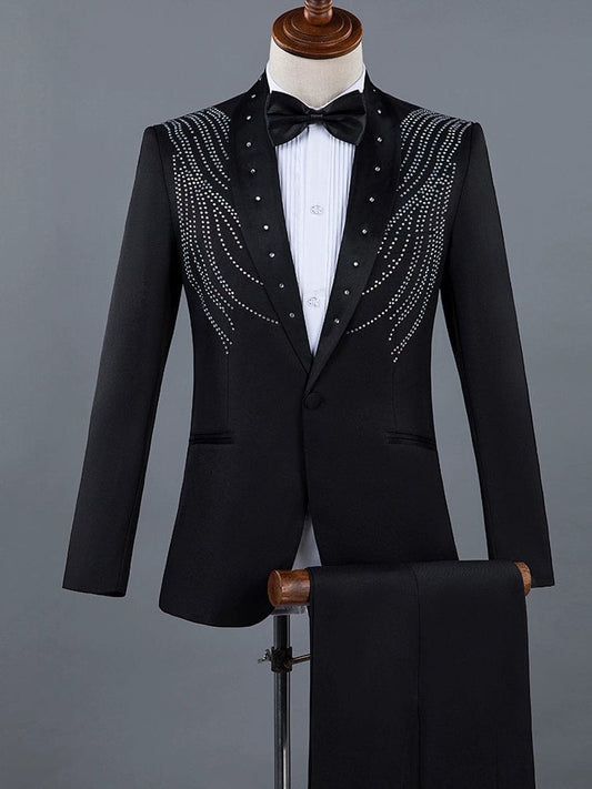 Diamond Decorations Sequined Chorus Singer Host Performance Costume - SHOWLU FASHION STORE