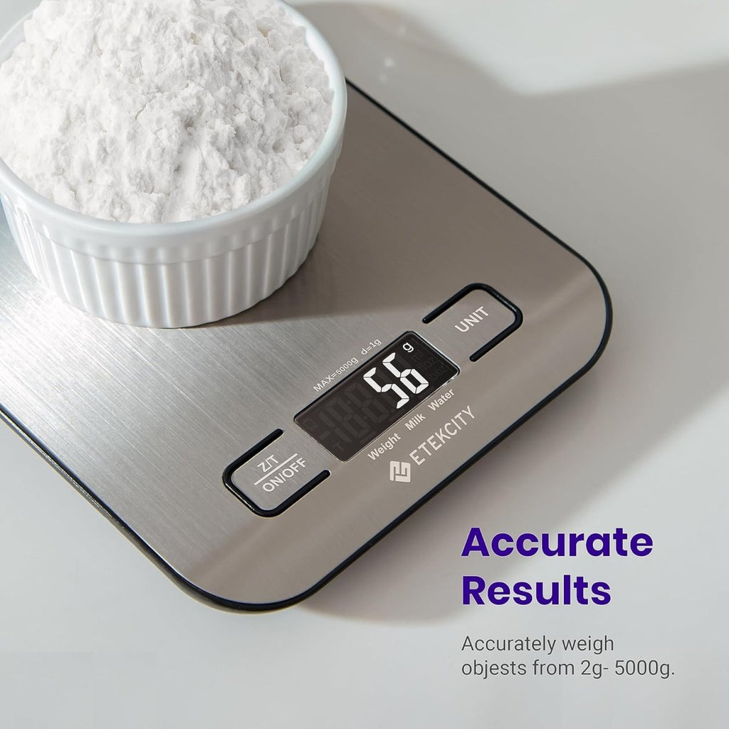 Showlu Digital Kitchen Scale with 304 stainless steel platform, LCD display, measuring up to 5kg for baking and meal prep