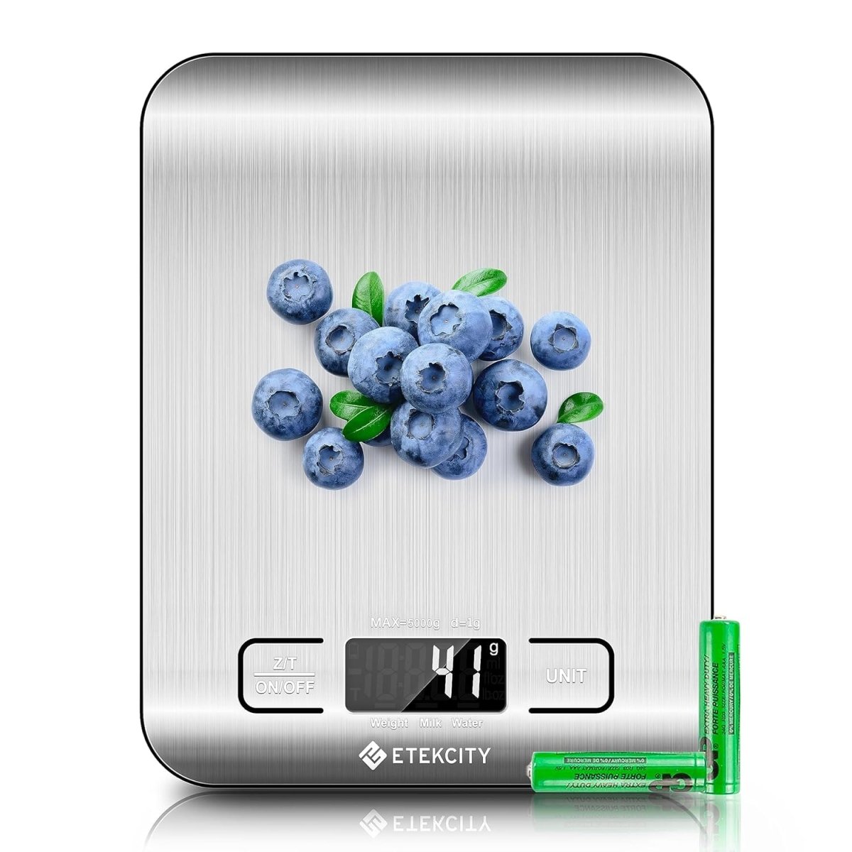 Showlu Digital Kitchen Scale with 304 stainless steel surface, LCD display, measuring up to 5kg for baking and meal prep.