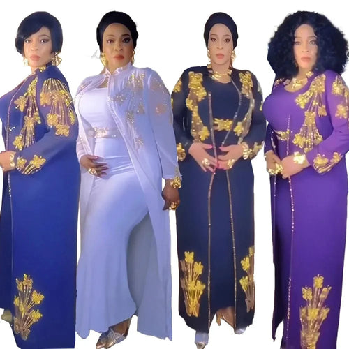 Elegant Amunyelia African long dress by SHOWLU FASHION, featuring rhinestones and luxurious polyester fabric for women.