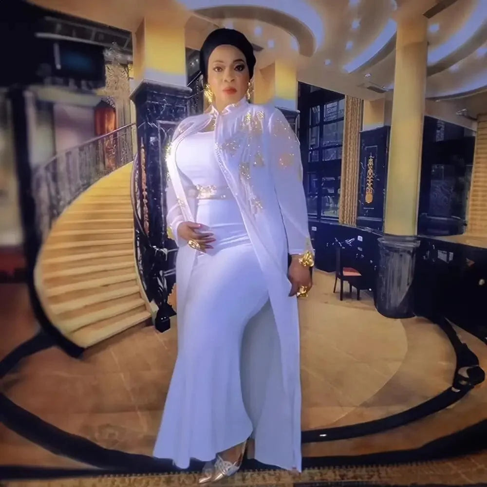 Elegant Amunyelia African long dress by SHOWLU FASHION, featuring rhinestones and polyester for a chic, luxurious look for women.