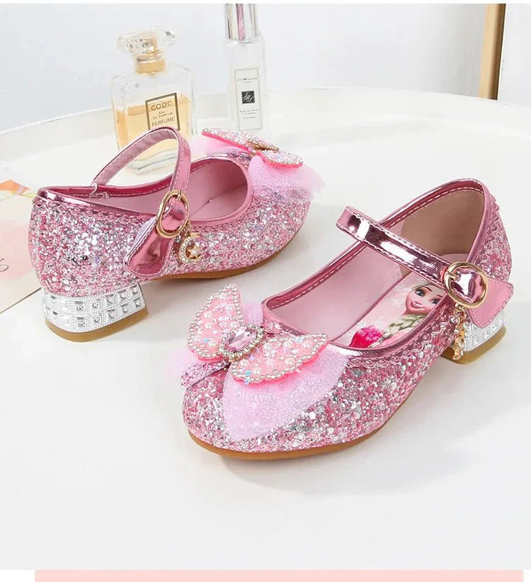Disney Frozen Elsa girls' princess sandals in pink and blue, featuring high heel design, perfect for young fans of Disney princesses.