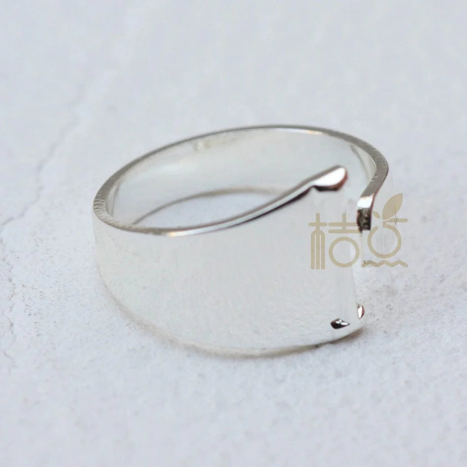 Silver plated open ring with customizable letter ornament, fashionable DIY finger ring from Showlu Fashion Store.