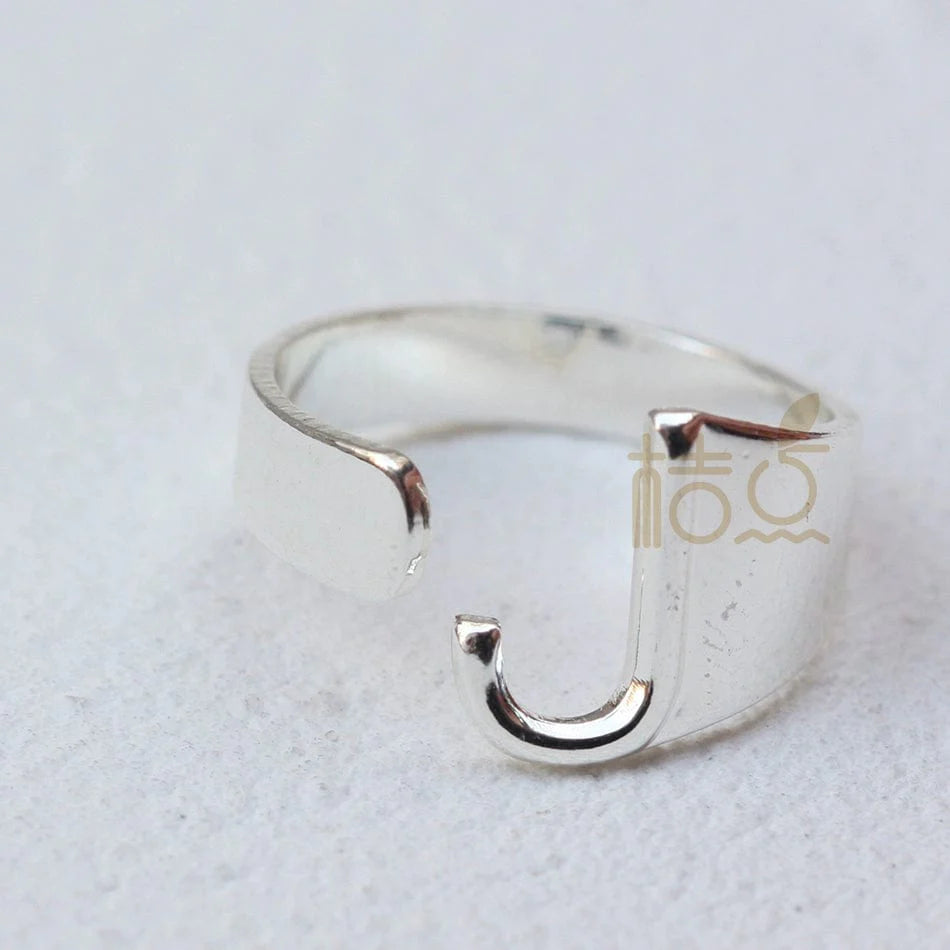 Silver plated open ring with customizable letter ornament, stylish DIY accessory for fingers, from Showlu Fashion Store.