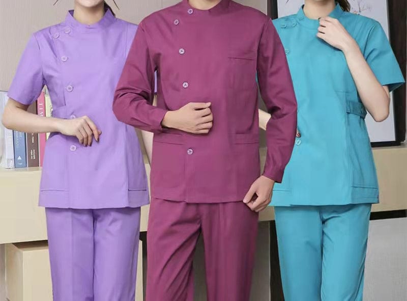 Unisex medical scrubs set by Showlu Fashion Store, professional hospital nurse uniform with top and pants for healthcare workers.