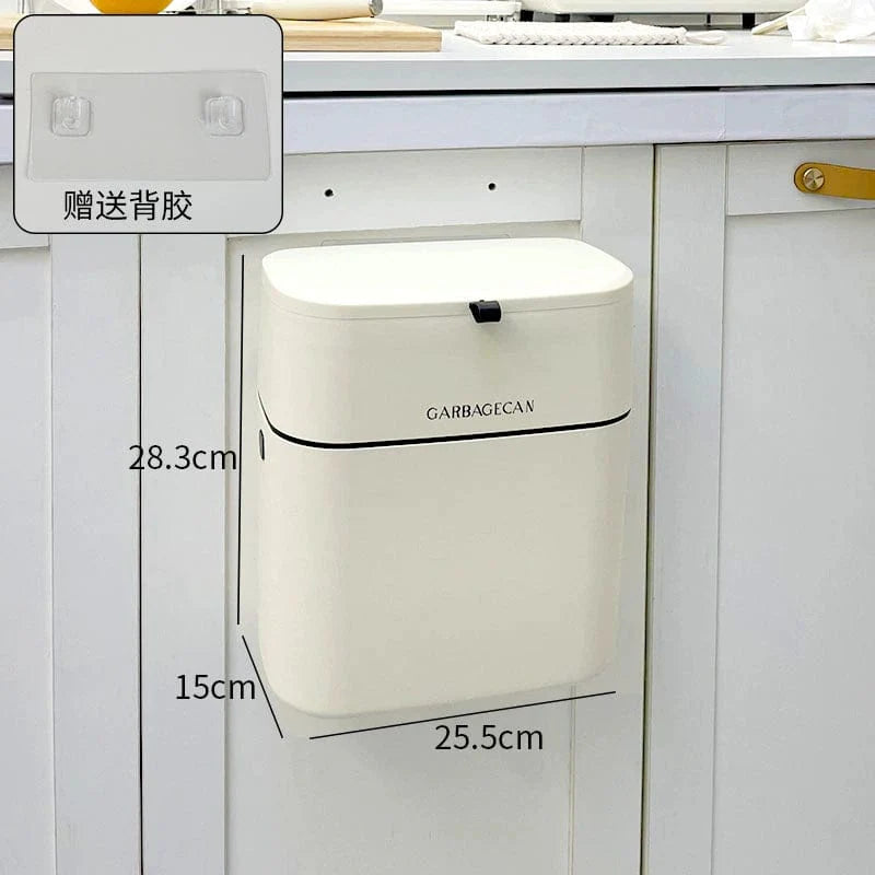 Wall-mounted Donha 4L plastic kitchen trash can with hanging design, ideal for household waste storage on cabinet or wall.