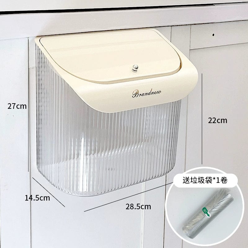 Donha wall-mounted kitchen trash can with 4L plastic hanging storage bucket on cabinet door for waste disposal and organization