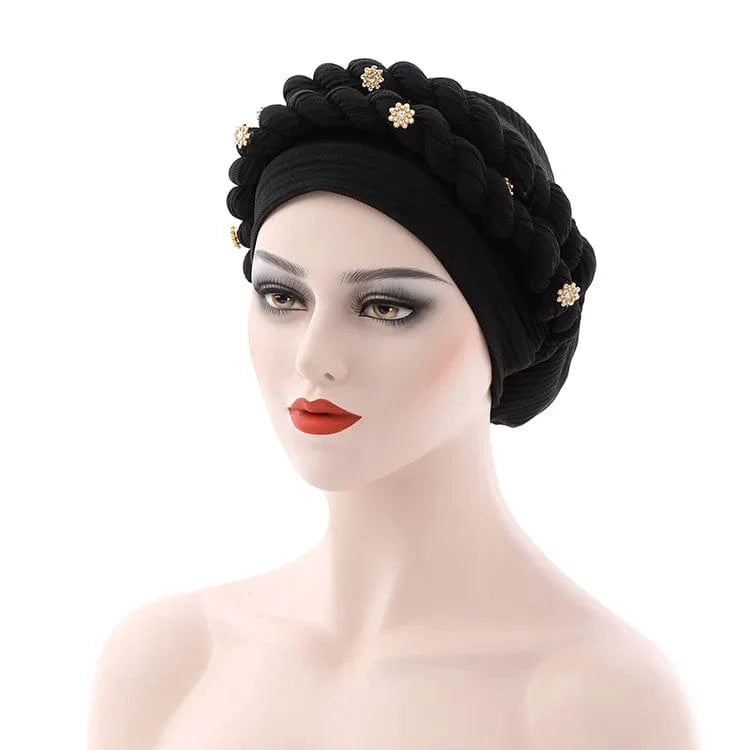Double braid diamond halo turban cap by Showlu Fashion, a stylish chemo beanie for women with hair loss, suitable for cancer patients.