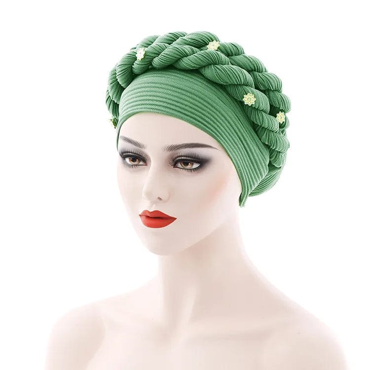 Showlu Fashion JJYANJIN double braid diamond halo turban cap, chemo beanie for women with hair loss, stylish African head wrap