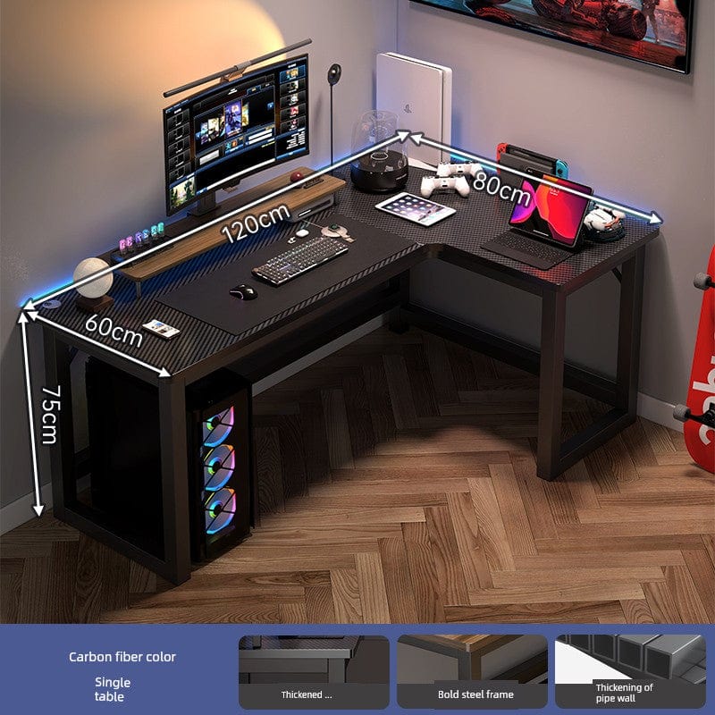 SHOWLU FASHION STORE Zhong Jing L-shaped corner computer desk with double desktop and bookshelf for home or office use.