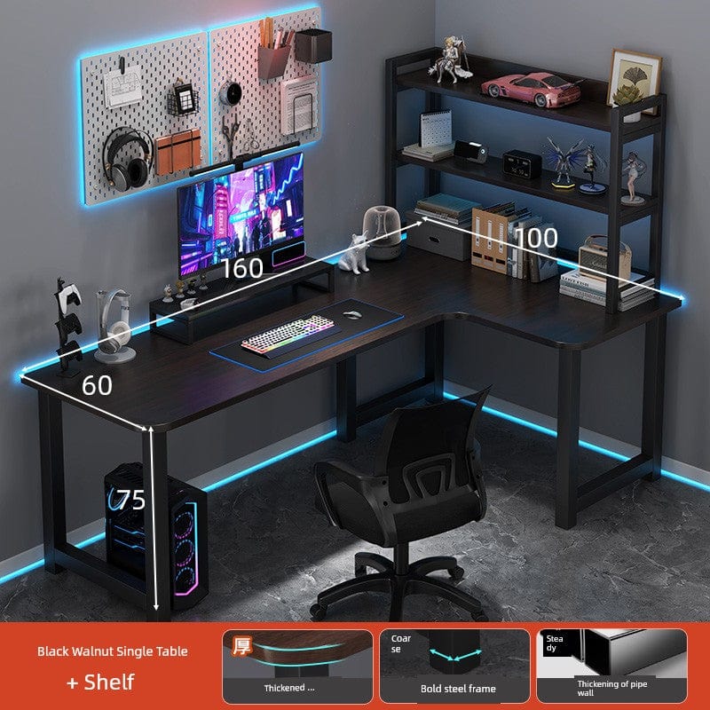 SHOWLU FASHION STORE Zhong Jing L-shaped corner computer desk with double desktop and bookshelf for home office use