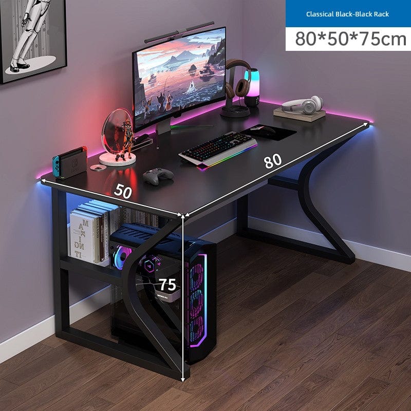 SHOWLU FASHION STORE Zhong Jing L-shaped corner computer desk with double desktop and bookshelf for home or office use.