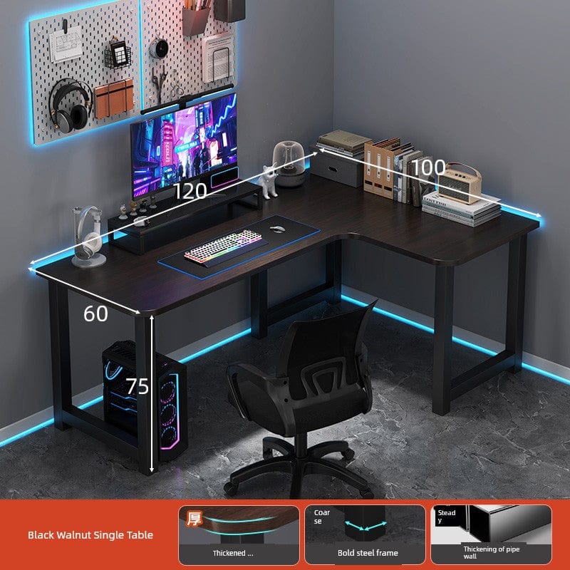 L-shaped corner computer desk with bookshelf and double desktops by SHOWLU FASHION STORE, ideal for home or office use