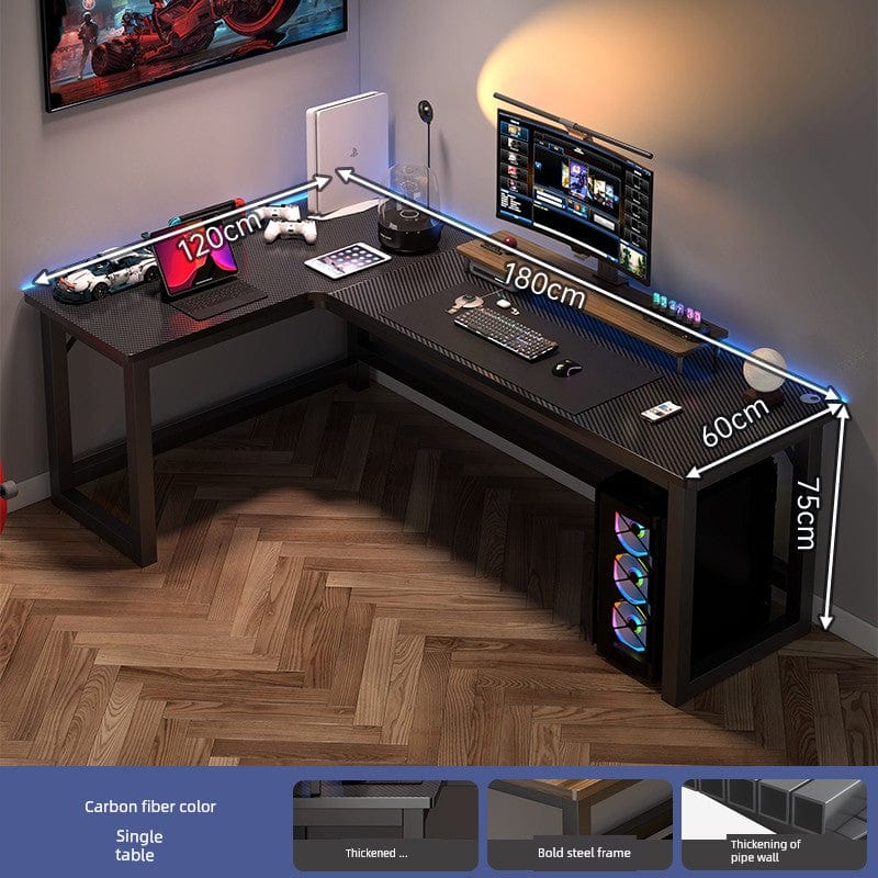 SHOWLU FASHION STORE Zhong Jing L-shaped corner computer desk with double desktop and bookshelf for home office use.