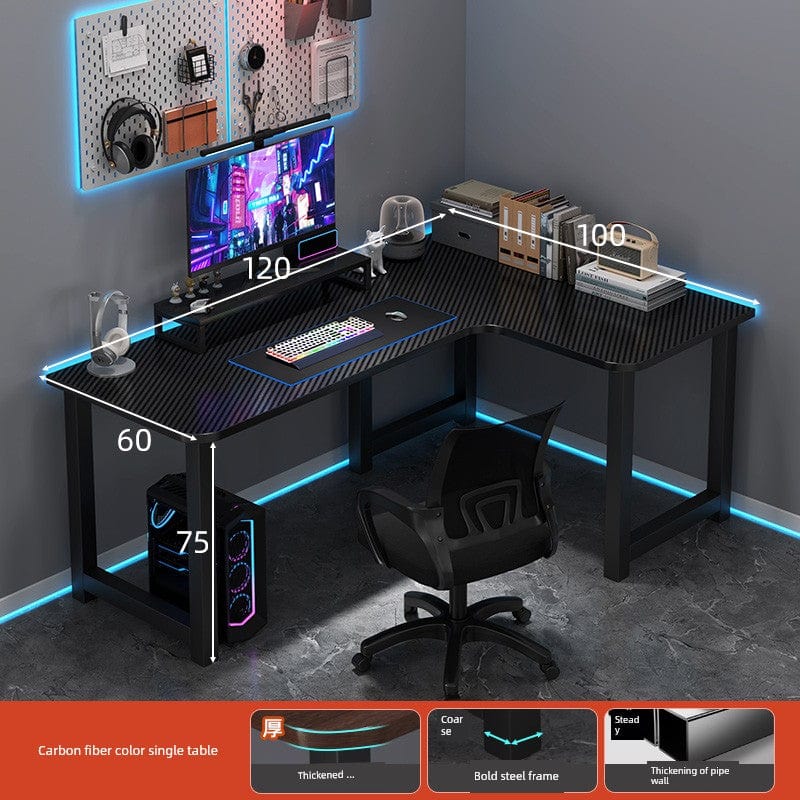 L-shaped corner computer desk with bookshelf and double desktop, SHOWLU FASHION STORE DNZ33 model, ideal for home or office use