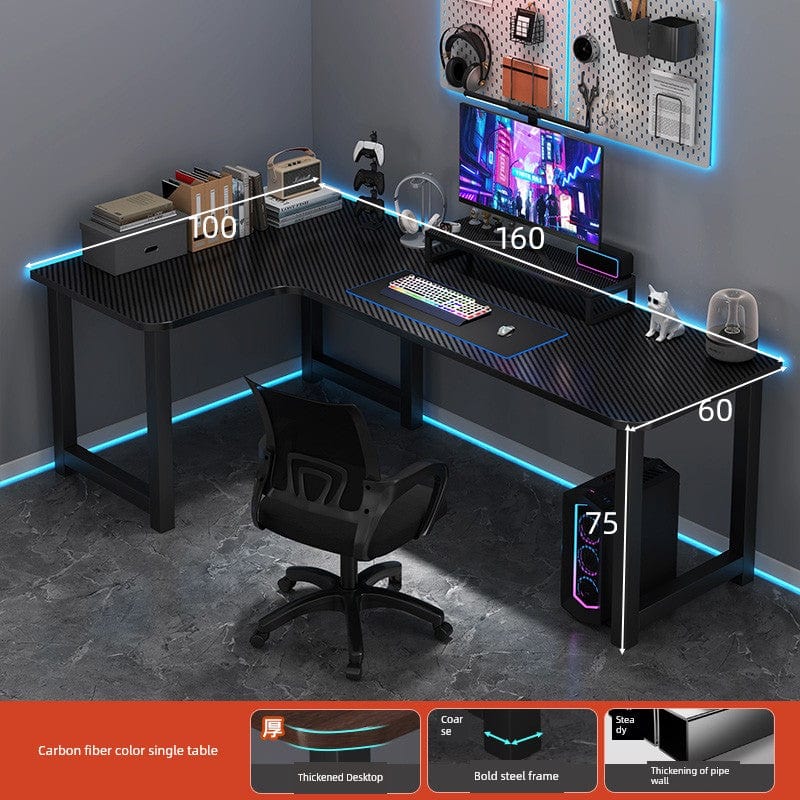 L-shaped corner computer desk with bookshelf by SHOWLU FASHION STORE, featuring double desktops and a practical corner design.