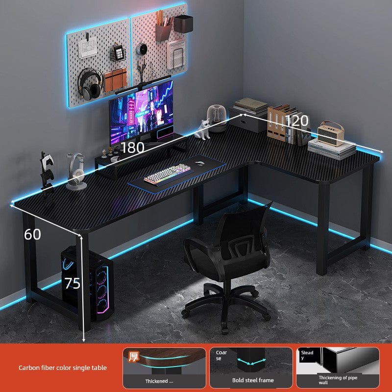 L-shaped corner computer desk with bookshelf by SHOWLU FASHION STORE, featuring double desktop surfaces and ample storage.