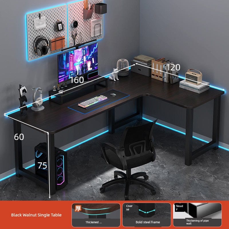 L-shaped corner computer desk with double desktops and bookshelf from SHOWLU FASHION STORE, DNZ33 model, ideal for home office.