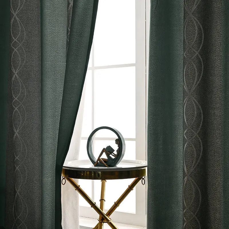Dreamwood modern green striped blackout curtains for living room, thickened fabric, available in two colors, provides privacy and style.