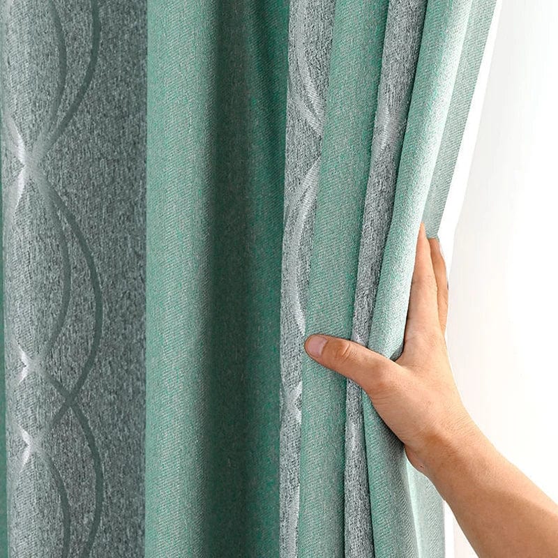 Dreamwood modern green striped blackout curtains from SHOWLU FASHION STORE, thickened for living room or bedroom decor.