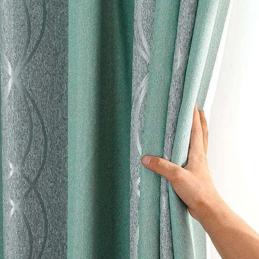 Dreamwood Hot Sale Modern Green Striped Blackout Curtain For Living Room 2 Colors Available Thickening Bedroom Curtains - SHOWLU FASHION STORE