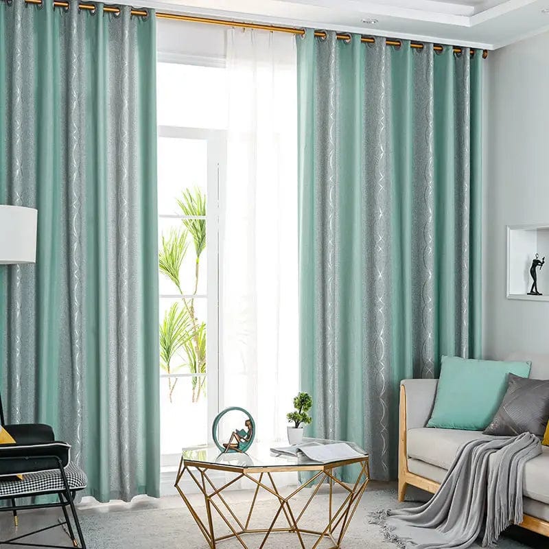 Dreamwood modern green-striped blackout curtains for living room, thickening fabric, available in two colors for bedroom or lounge.