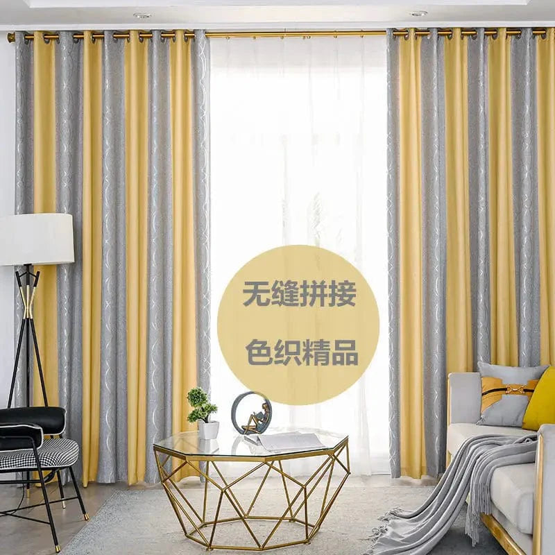 Dreamwood modern green striped blackout curtains for living room, thickened fabric, available in two colors, stylish and functional.