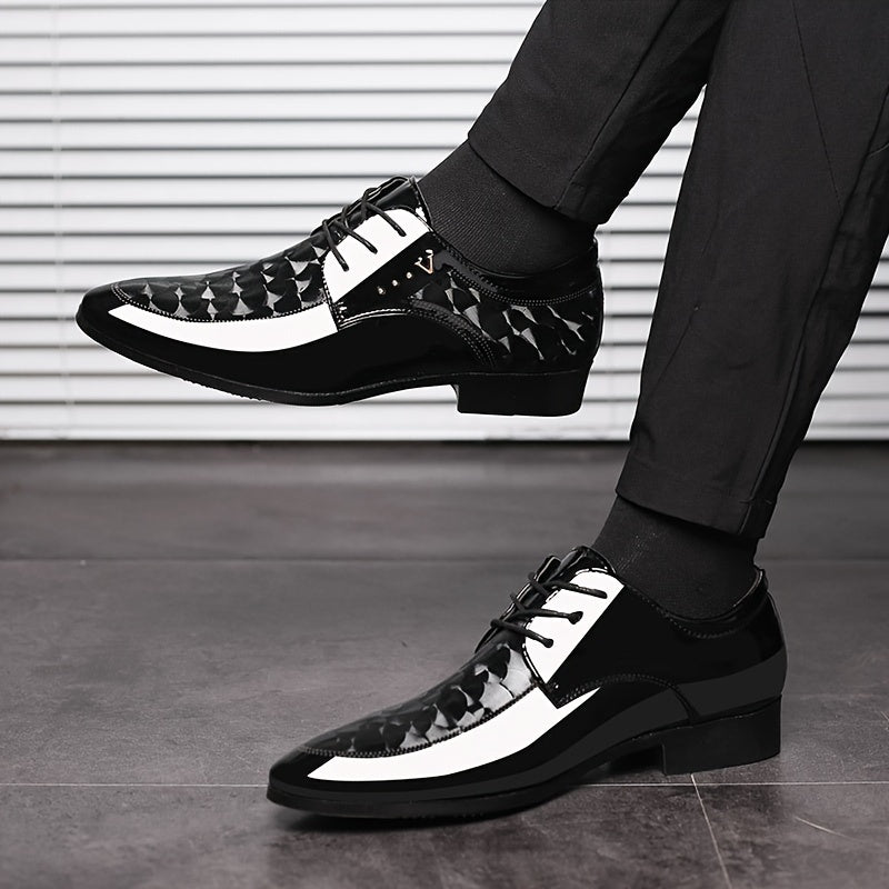 SHOWLU Men's classic British oxford shoes with faux leather and pointed toe, stylish formal footwear for men