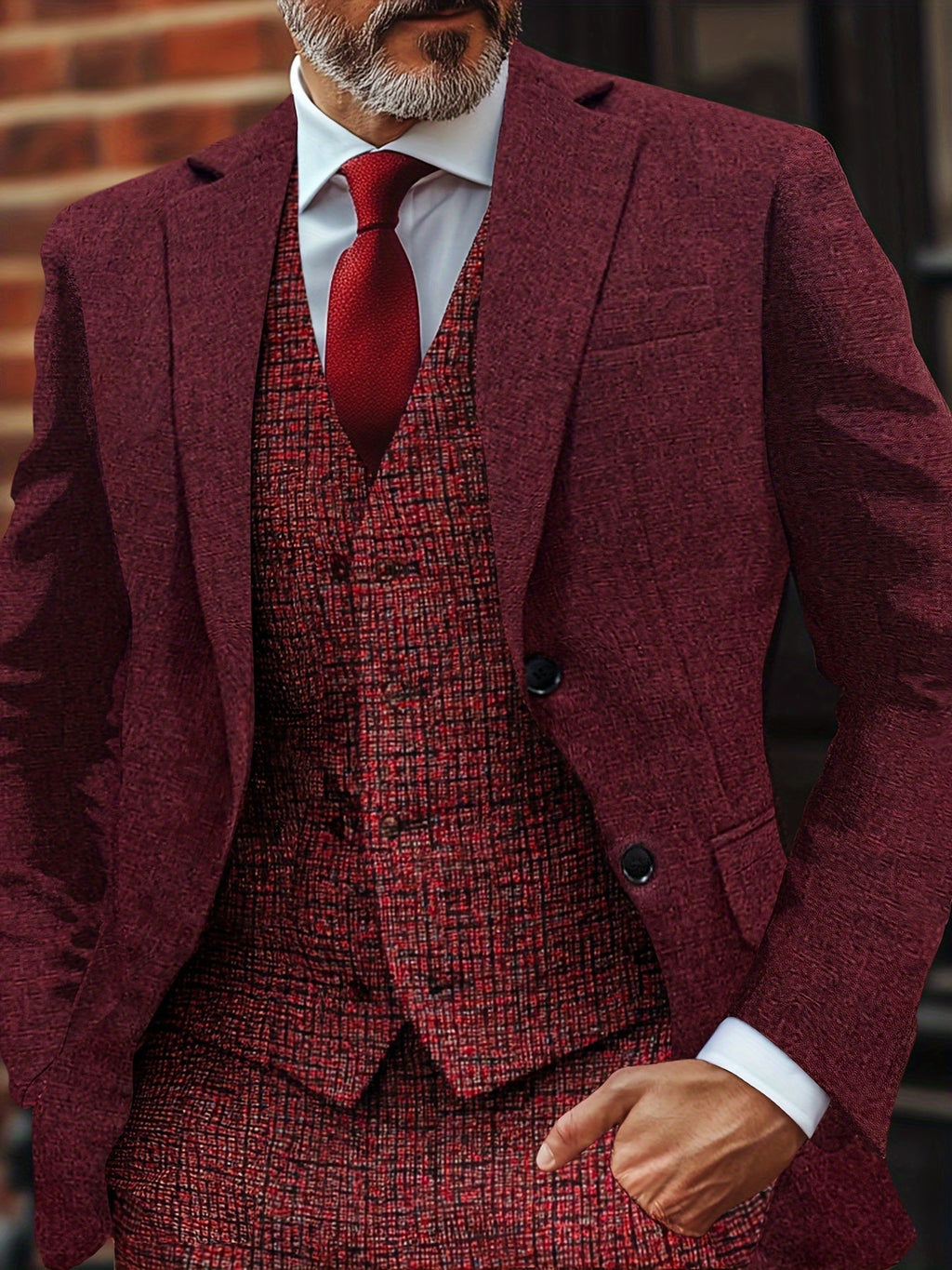 Men's SHOWLU polyester suit jacket with geometric pattern, regular fit blazer, stylish formal blazer for men.