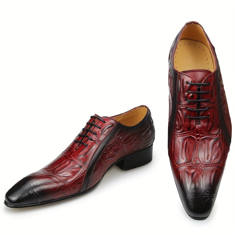 Men's SHOWLU FASHION derby shoes in genuine cow leather, formal lace-up Oxford style with sleek design and polished finish.