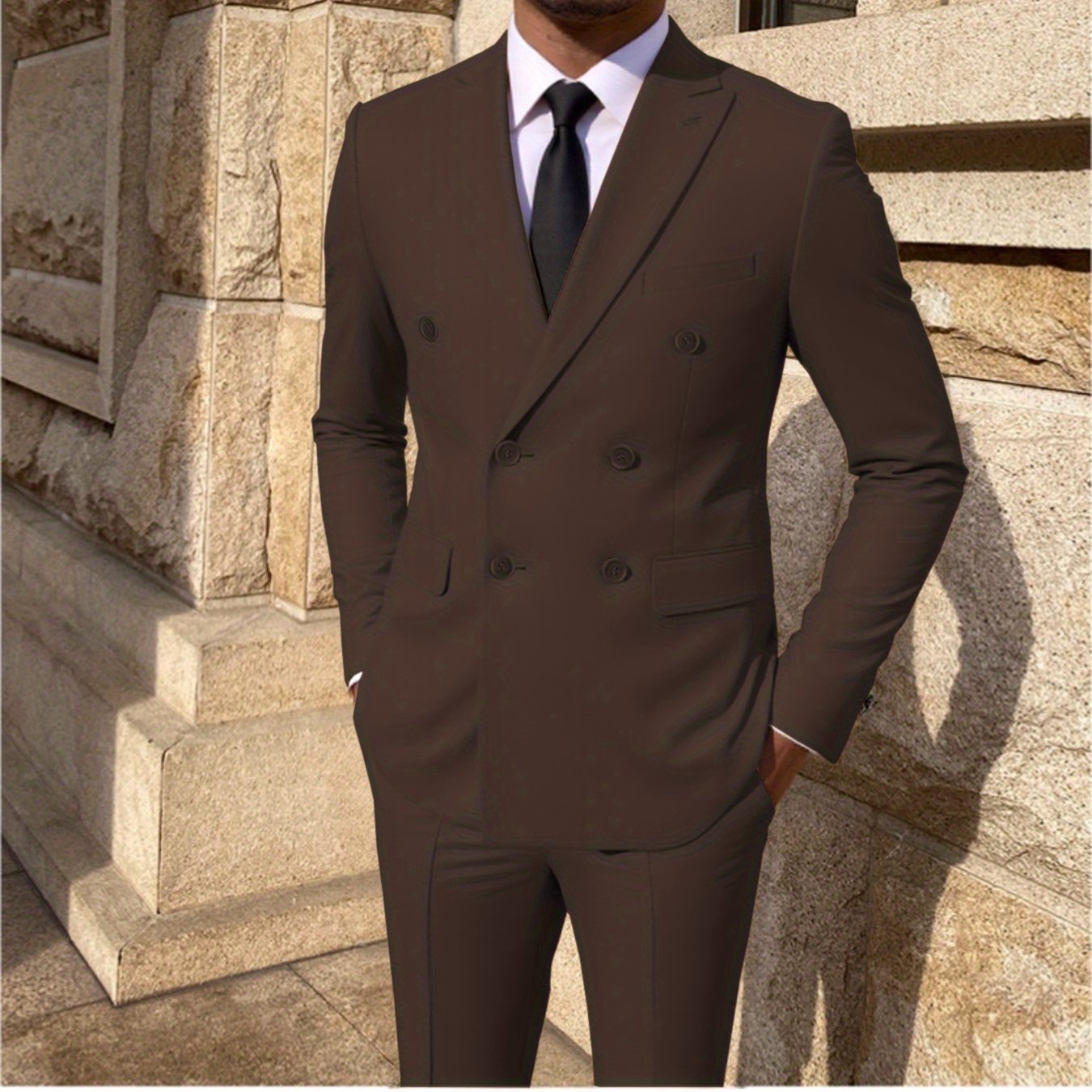 SHOWLU Men's 2-Piece Skinny Fit Suit in solid color, formal wedding suit, tailored fit with jacket and trousers.