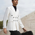 SHOWLU FASHION men's white solid tuxedo blazer, double-breasted jacket with classic lapels, tailored fit for formal occasions