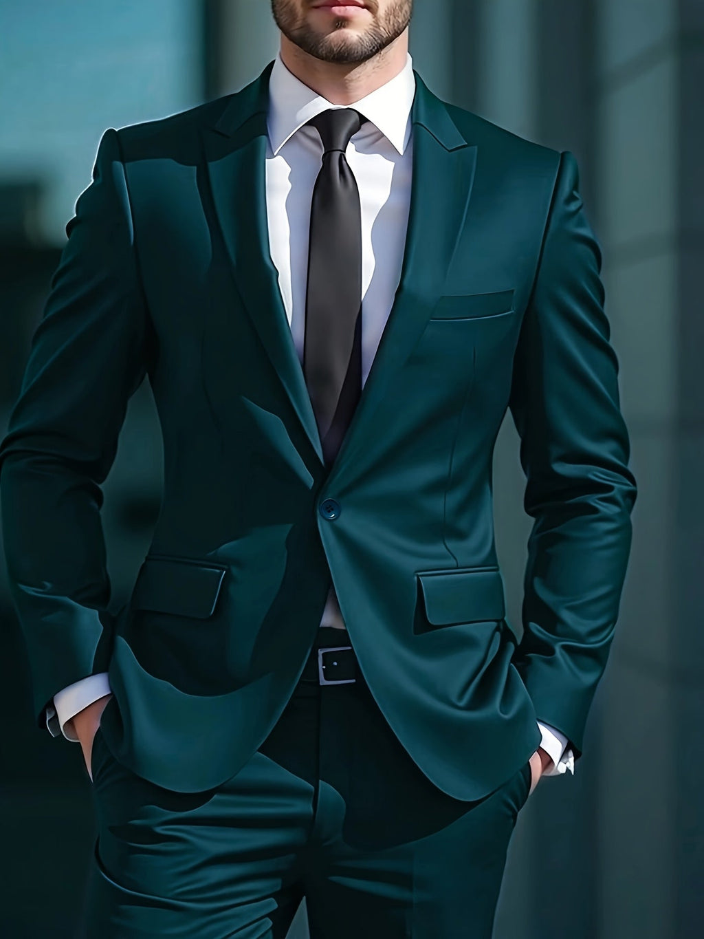 Men's solid color two-piece suit by SHOWLU FASHION STORE, featuring a regular fit business tuxedo with jacket and matching trousers.