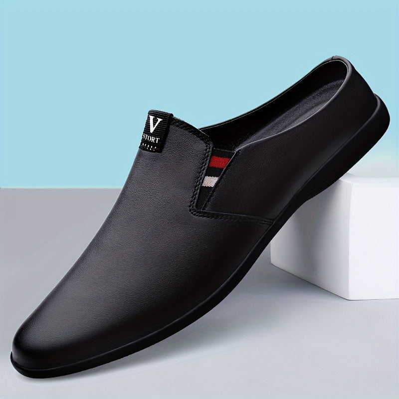 SHOWLU Men's split leather slip-on mules with breathable design, ideal for summer wear, featuring a stylish and comfortable fit.