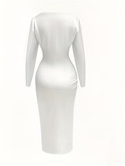 European And American Fashion Elegant Solid Color Split Dress