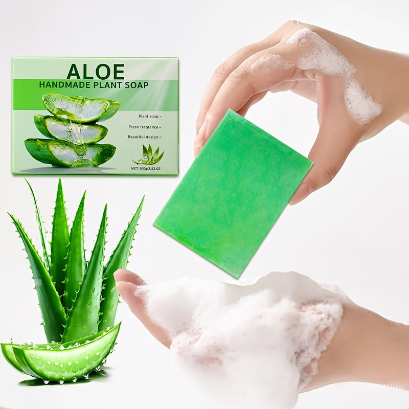 Six aloe vera soap bars from SHOWLU FASHION STORE with natural cleansing ingredients, arranged on a clean surface.