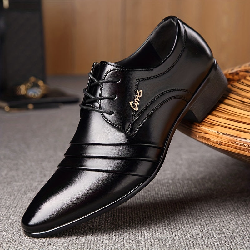 Men's vintage derby shoes by SHOWLU FASHION, lace-up pointed toe design, made of PU leather for a classic, stylish look.