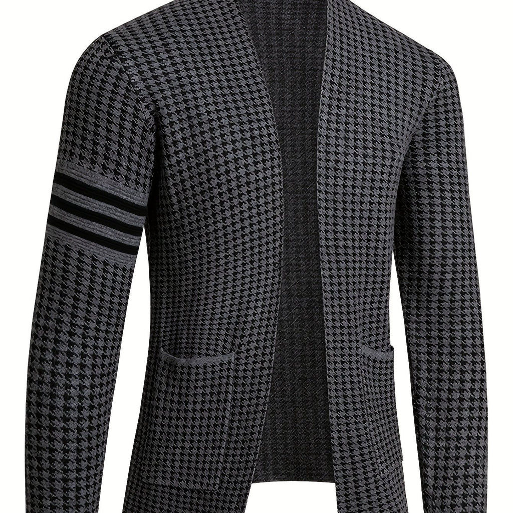 SHOWLU FASHION STORE men's slim fit knit cardigan with high stretch, long sleeves, perfect for casual or smart-casual wear.