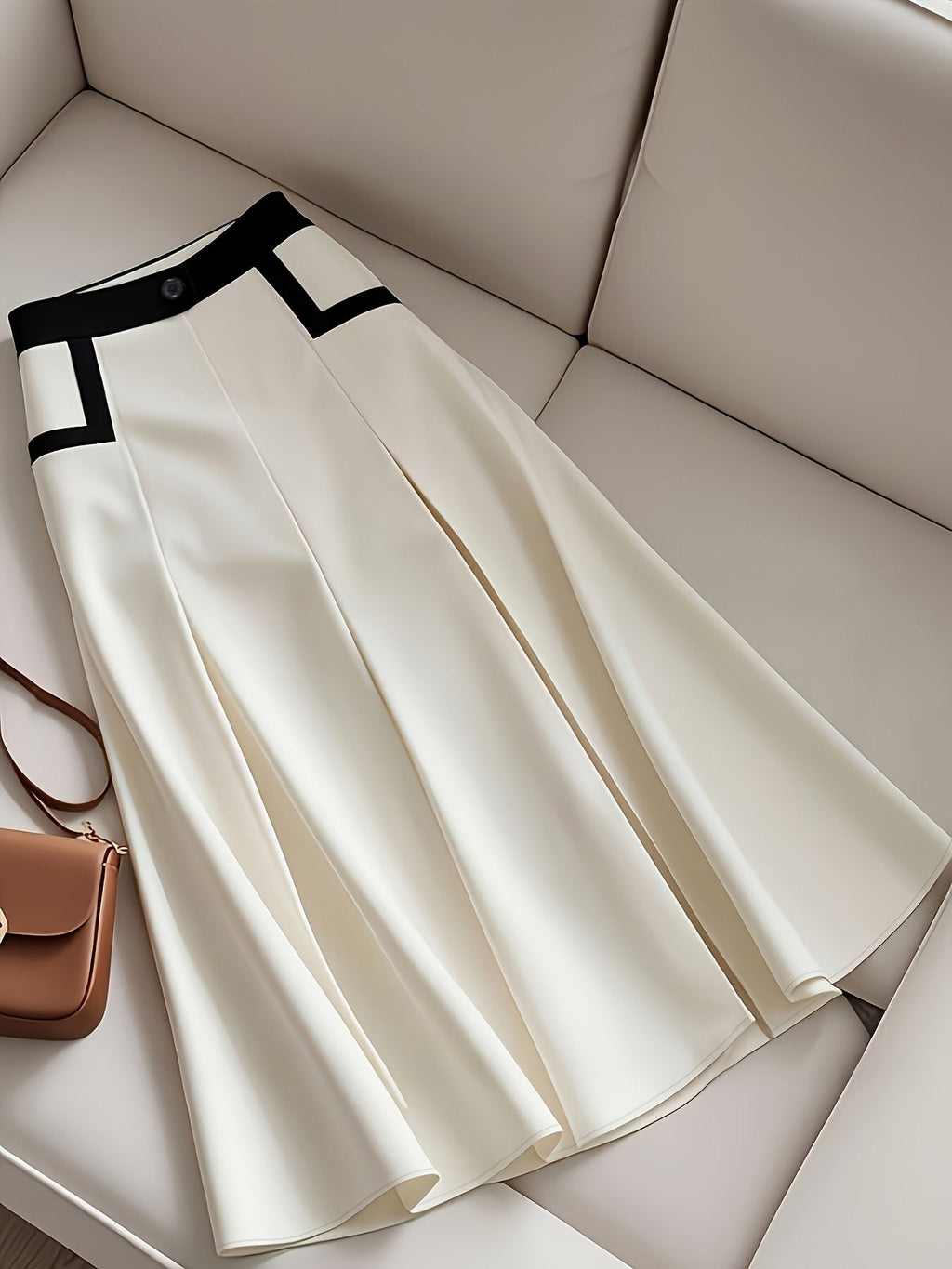 Elegant woven polyester women's A-line skirt by SHOWLU FASHION, featuring a classic silhouette and stylish design.